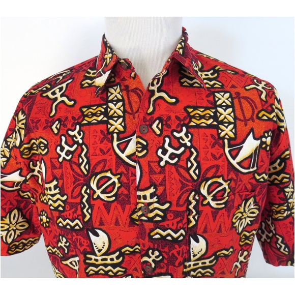 Maui Legend Other - Maui Legend Large Hawaiian Shirt Turtle Surfer Red